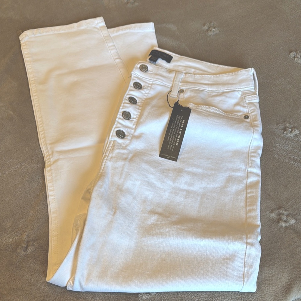 Banana Republic High Rise White Jeans